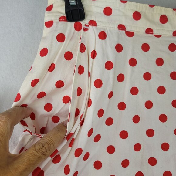 Vintage 80s Levis Docker Red Polka Dot Midi Skirt Size 14 Cotton Deadstock New - Picture 4 of 11